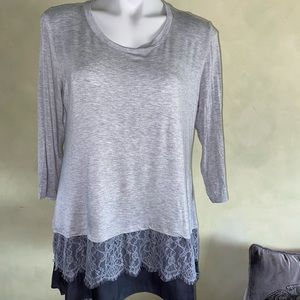 Lori Goldstein LOGO long sleeve tunic top